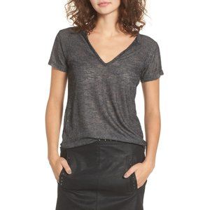 Black v-neck ribbed tee